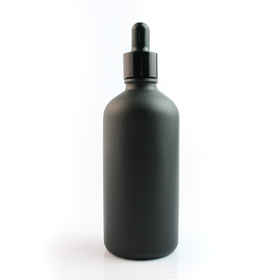 100ml Matt Black Glass Bottle with Black Dropper