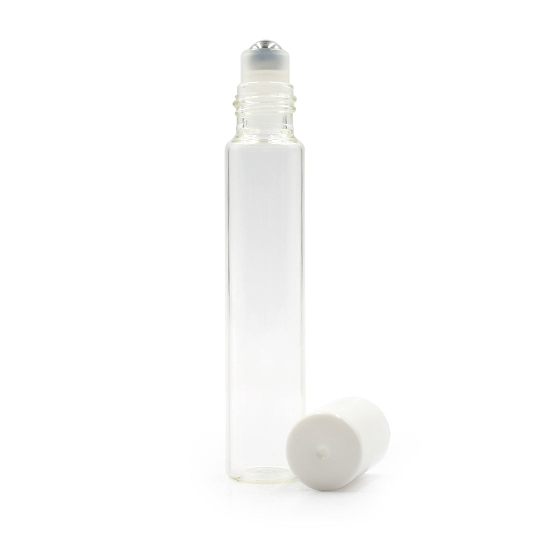 10ml Clear Glass Tube Bottles with Roller & Cap