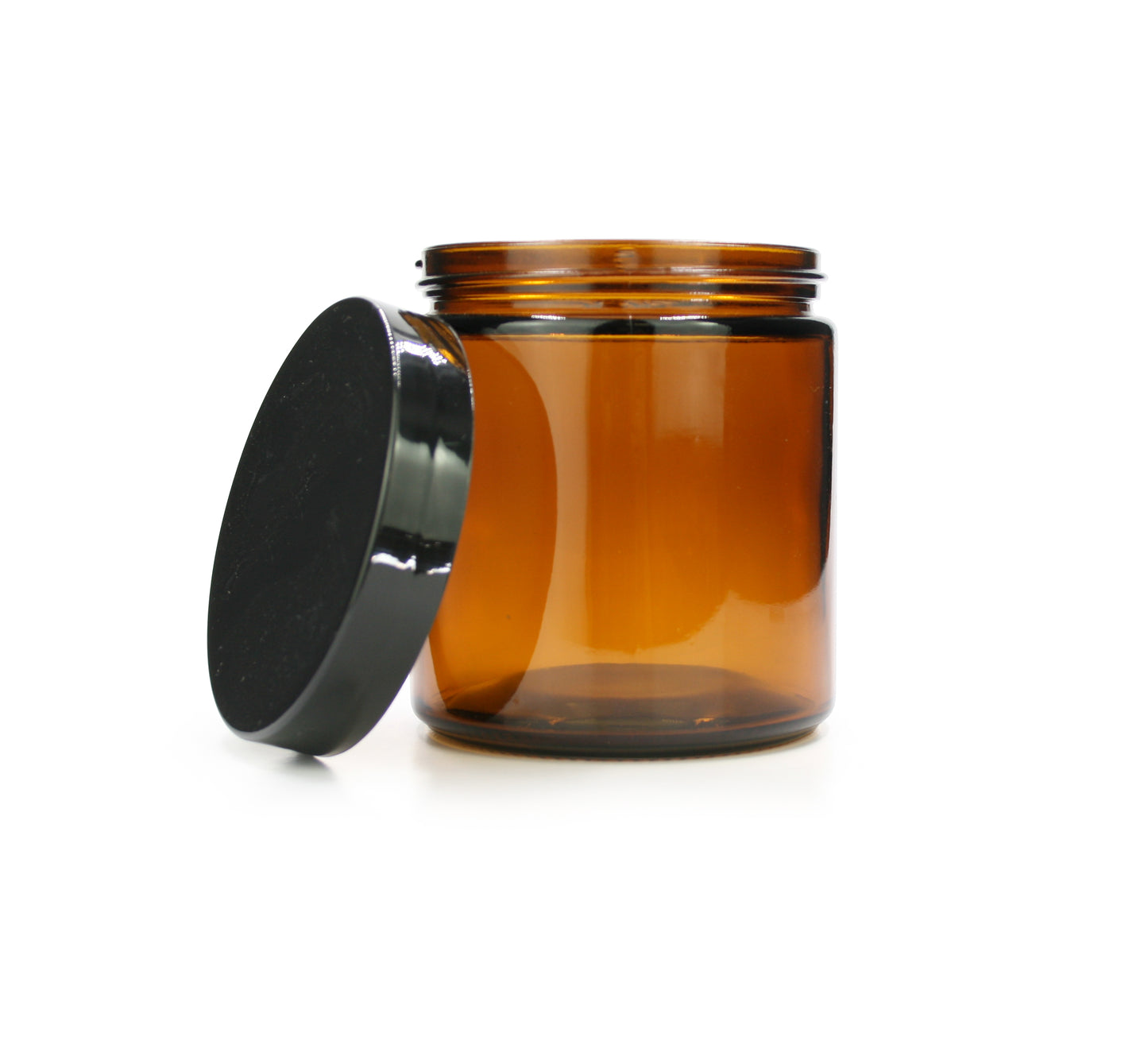 Amber Glass Jar with Black Lid