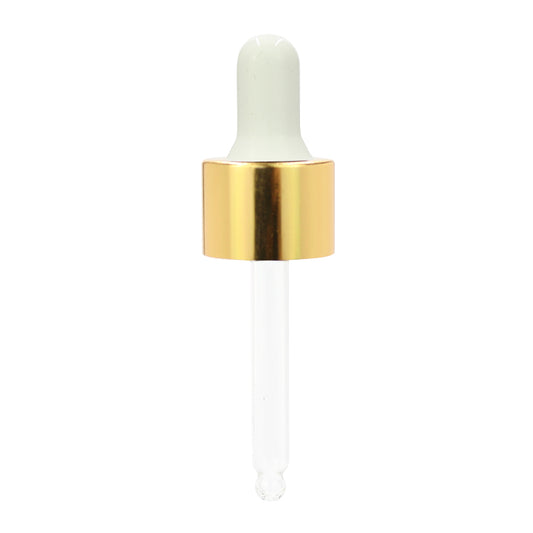 Pipette Dropper Top for Aromatherapy Bottle - 18mm - Gold & White