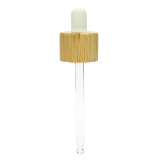 Pipette Dropper Top for Aromatherapy Bottle - 18mm - Bamboo & White