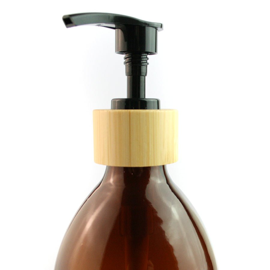 500ml Amber Glass Bottle with Bamboo Pump Top