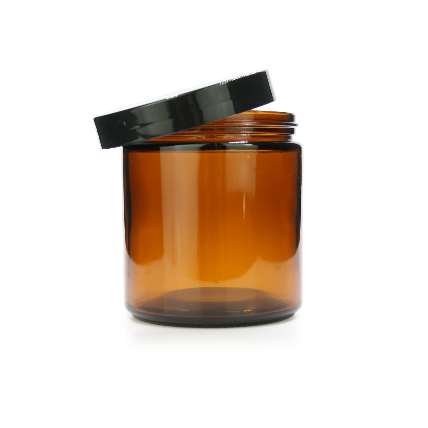 Amber Glass Jar with Black Lid