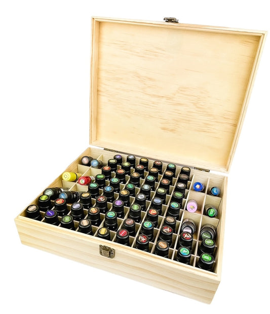 Large 68 Bottle Wooden Essential Oil Storage Box - essentoils.co.za