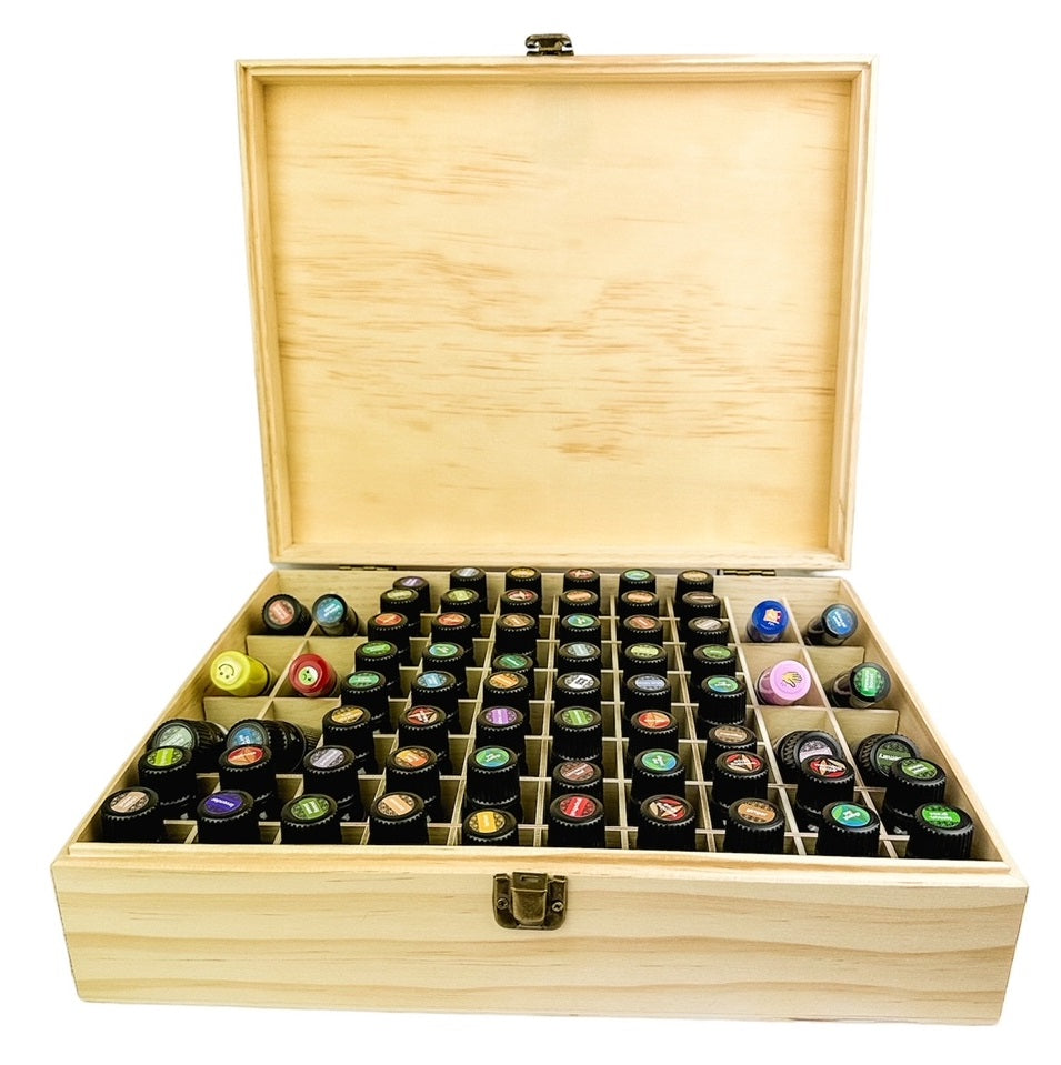 Large 68 Bottle Wooden Essential Oil Storage Box - essentoils.co.za