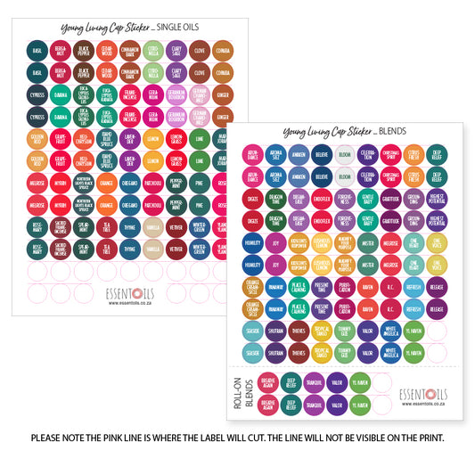 Bottle Cap Stickers for Young Living oils - up to Jan 2024 - essentoils.co.za