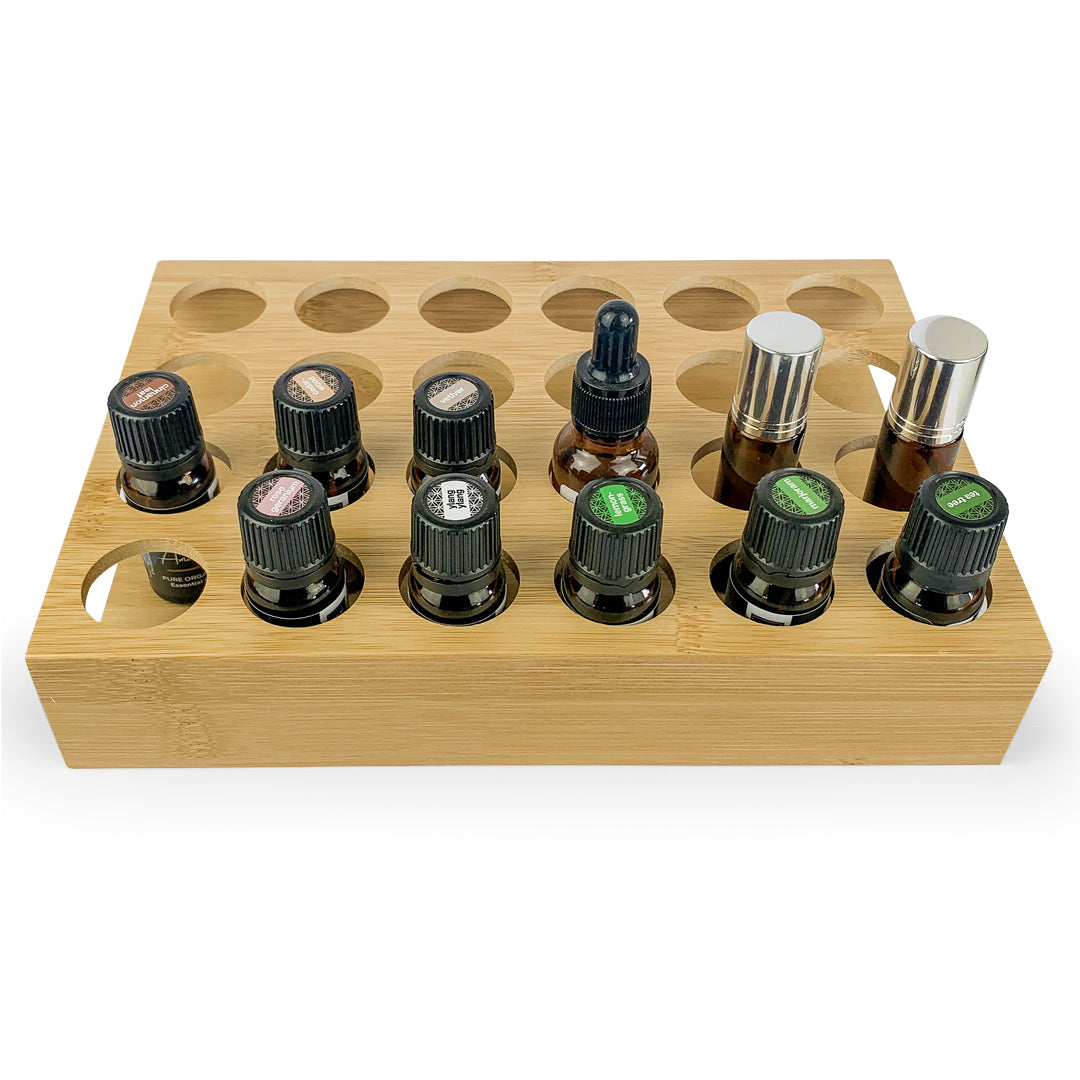 24 Bottle Wooden Stand Bamboo - essentoils.co.za