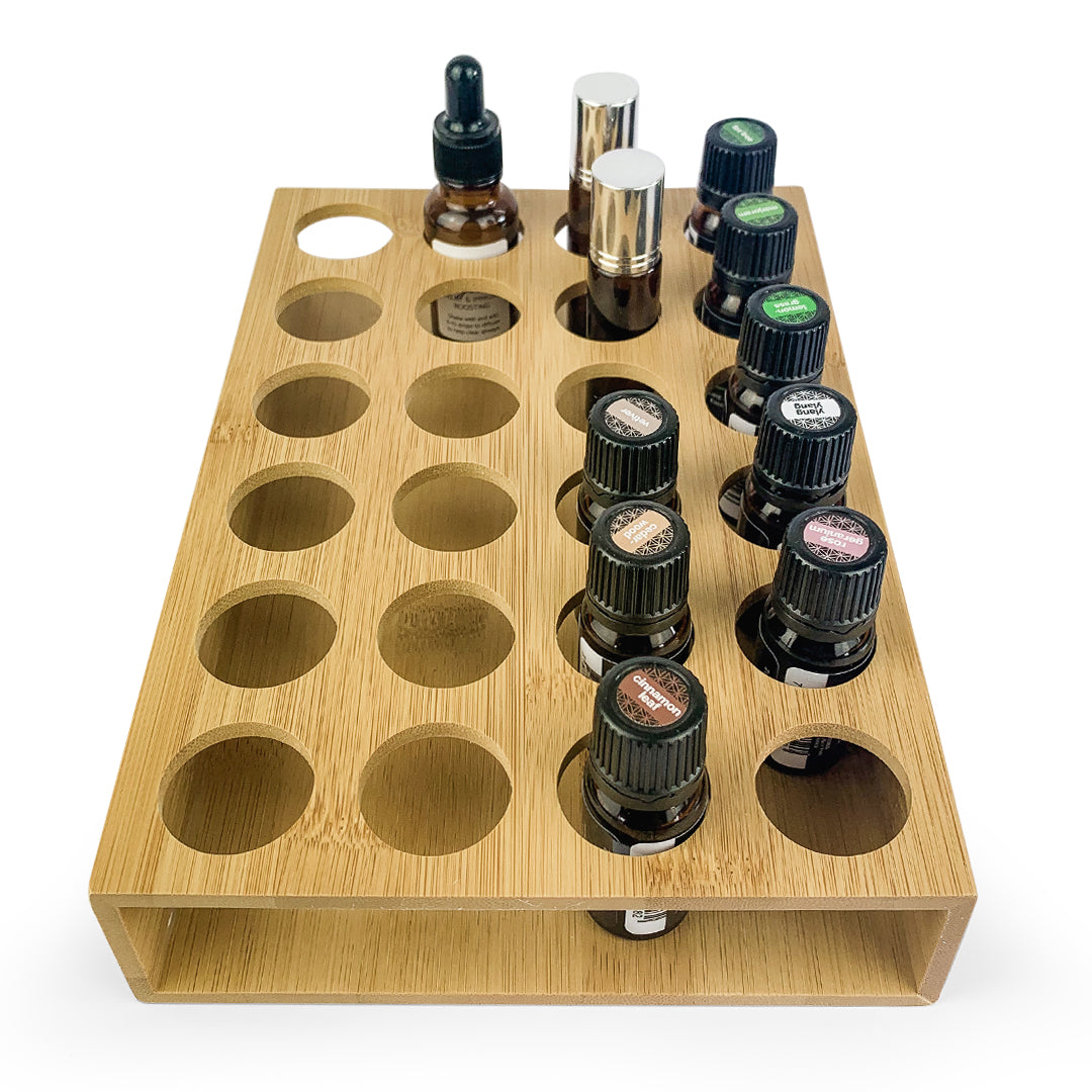 24 Bottle Wooden Stand Bamboo - essentoils.co.za