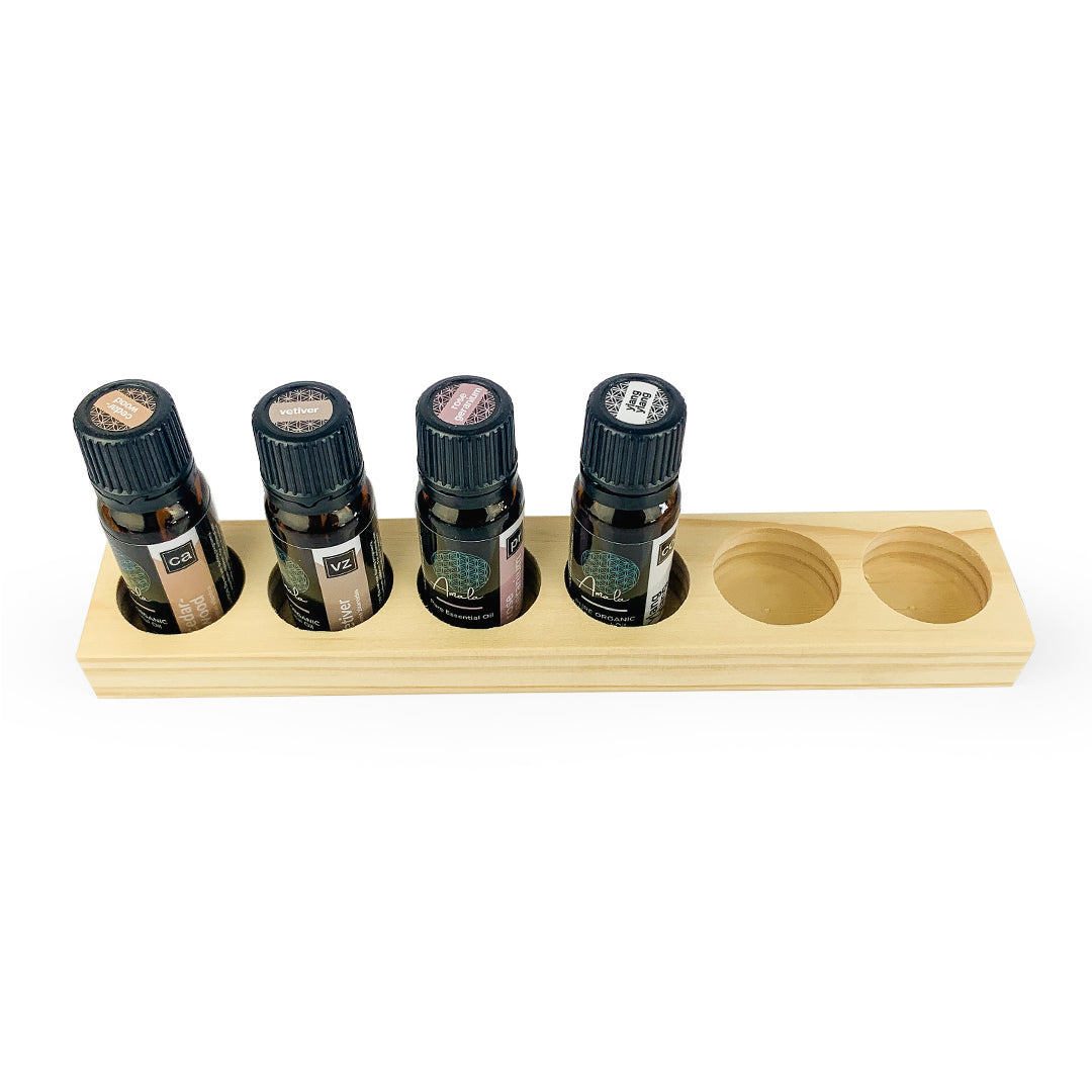 6 Bottle Wooden Stand Pine - essentoils.co.za