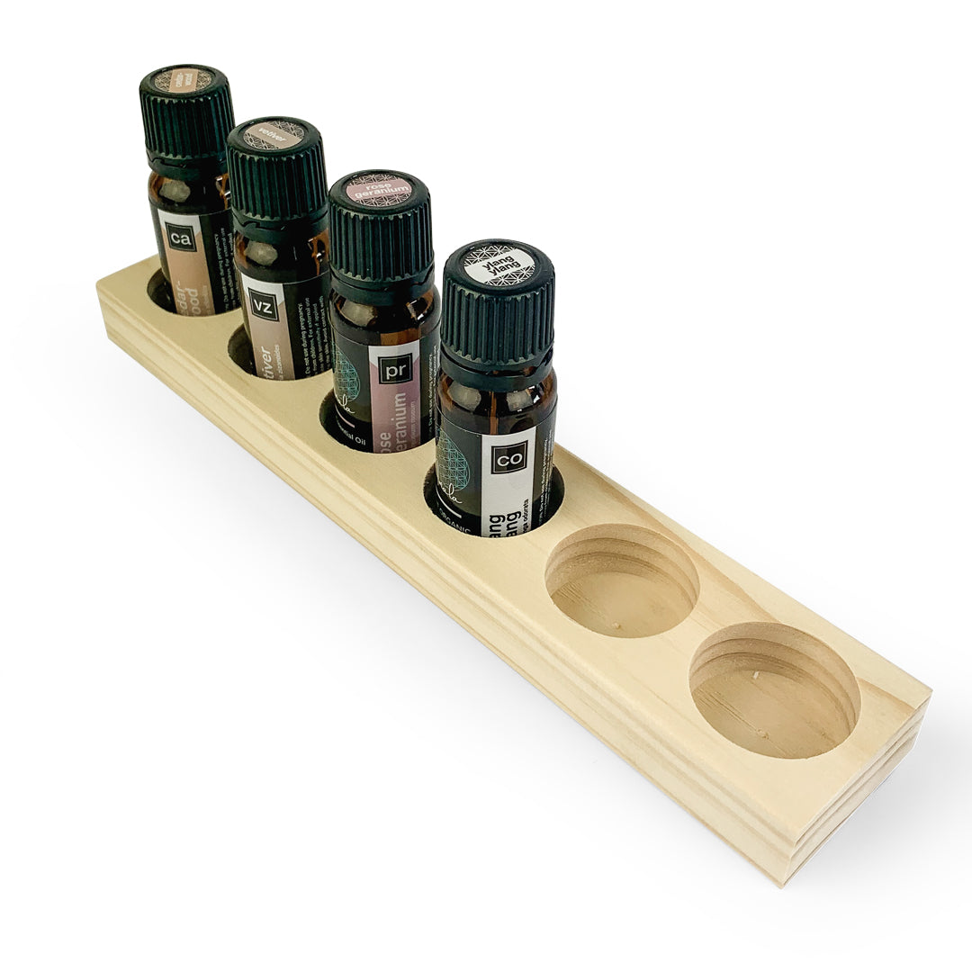 6 Bottle Wooden Stand Pine - essentoils.co.za