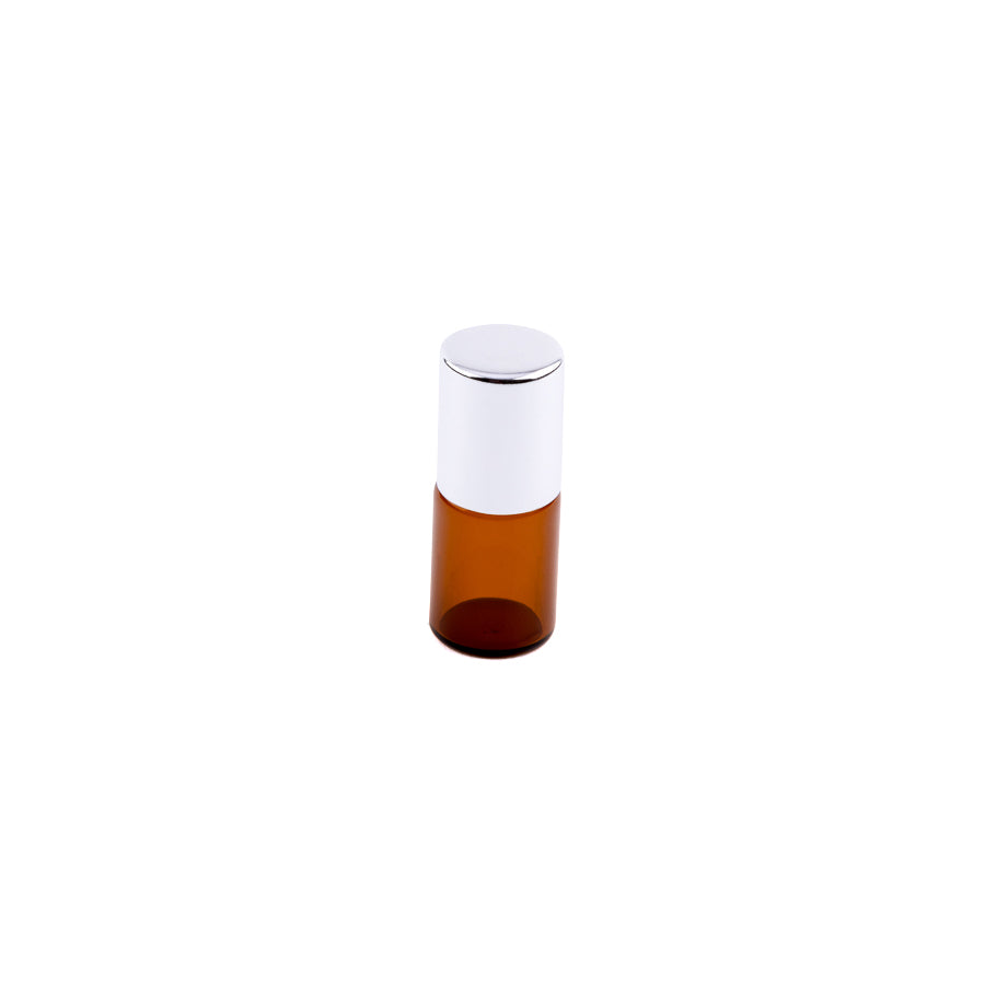 2ml Amber Glass Roller Bottles with Silver Cap - Pack of 5 - essentoils.co.za