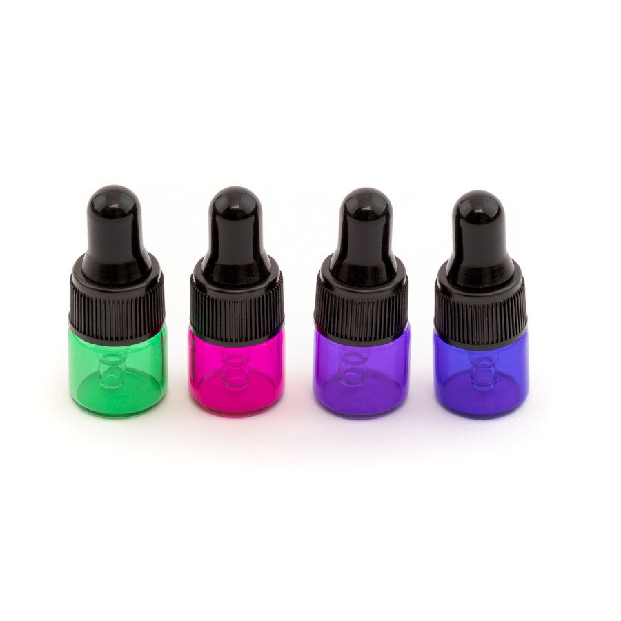 1ml Colourful Glass Sample Dropper Bottles - Pack of 4 - essentoils.co.za