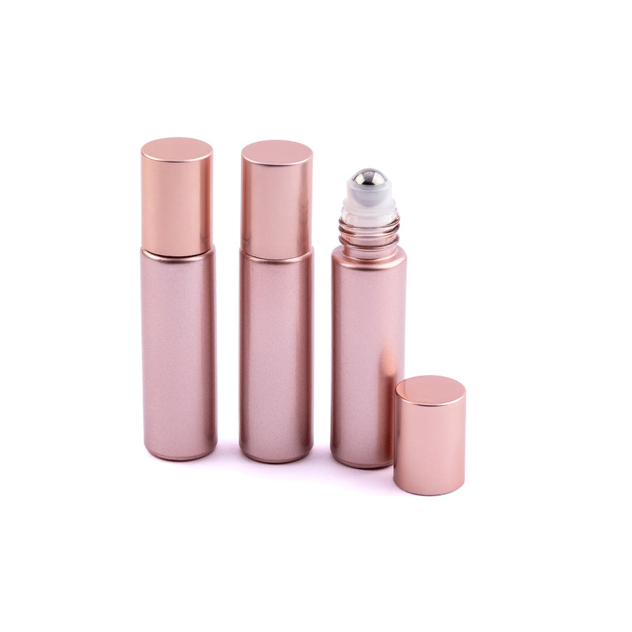 10ml Rose Gold Glass Roller Bottles - Pack of 3 - essentoils.co.za