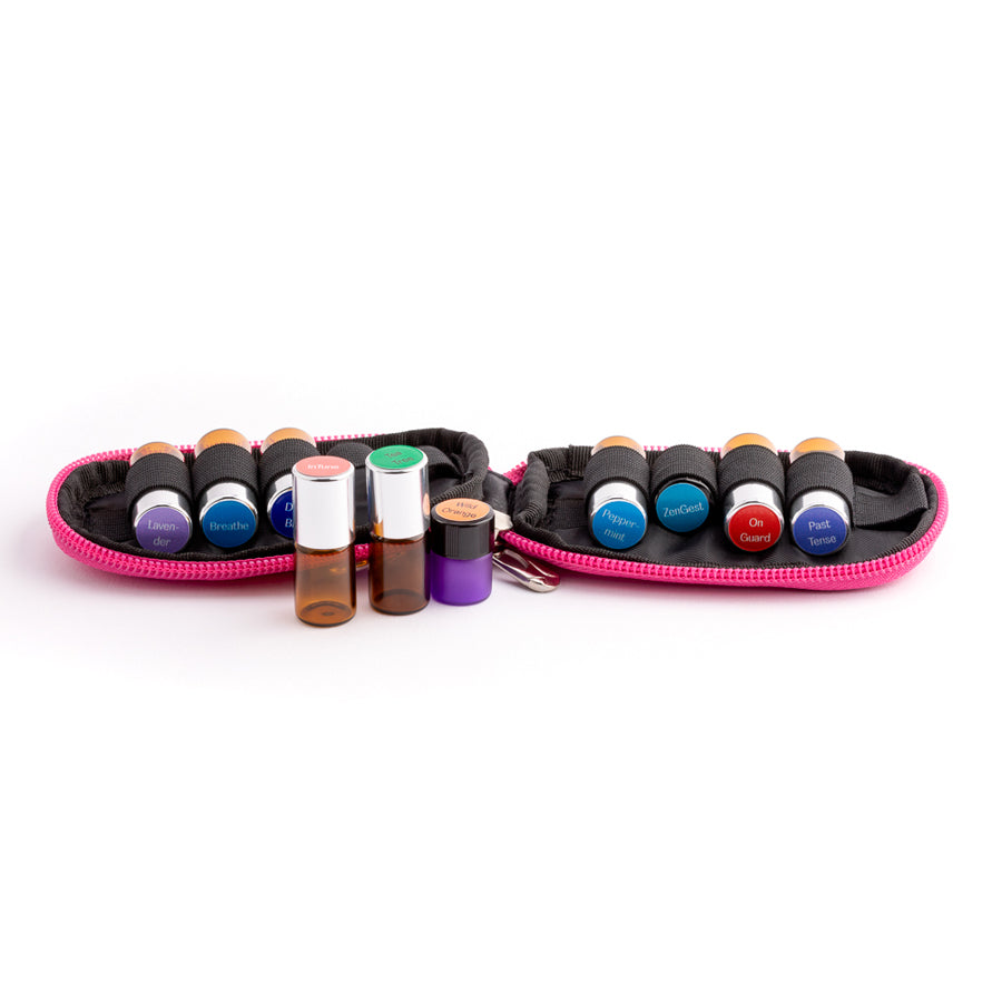 Keychain Travel Pouch with 8 Mini Rollers & 2 Drams - essentoils.co.za