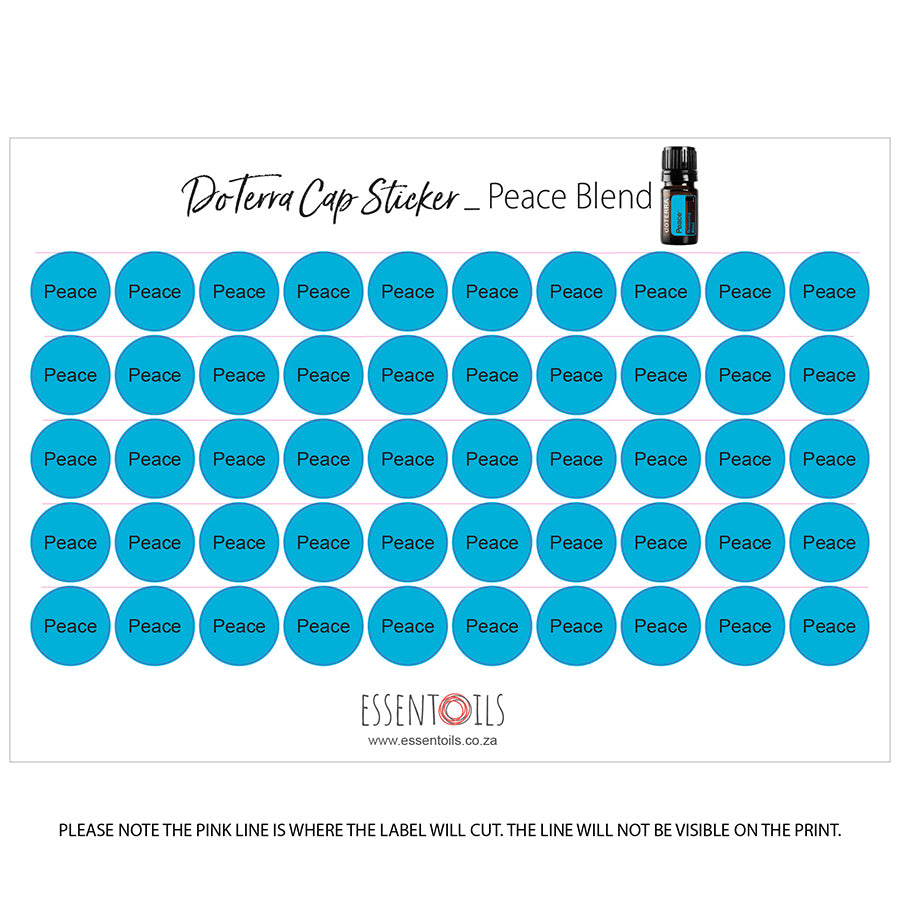 doTERRA Cap Stickers - Blends - Sheets of 50 - Peace - essentoils.co.za