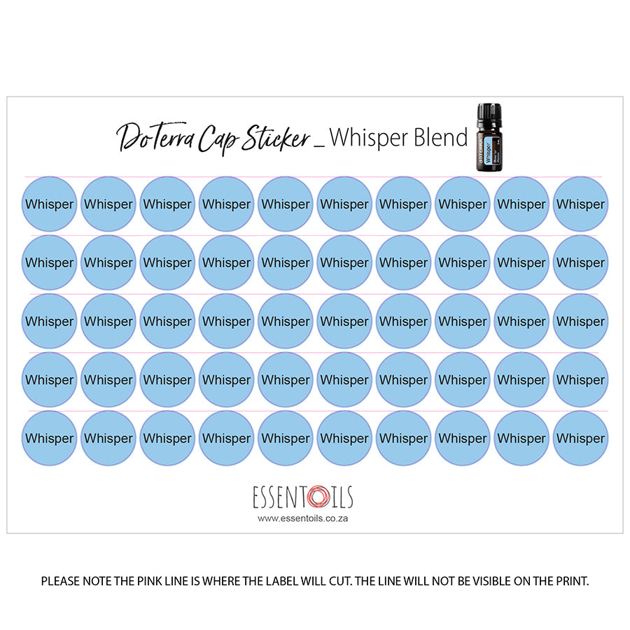 doTERRA Cap Stickers - Blends - Sheets of 50 - Whisper - essentoils.co.za