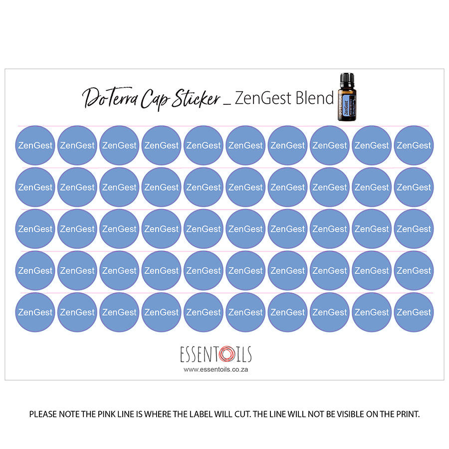 doTERRA Cap Stickers - Blends - Sheets of 50 - ZenGest - essentoils.co.za