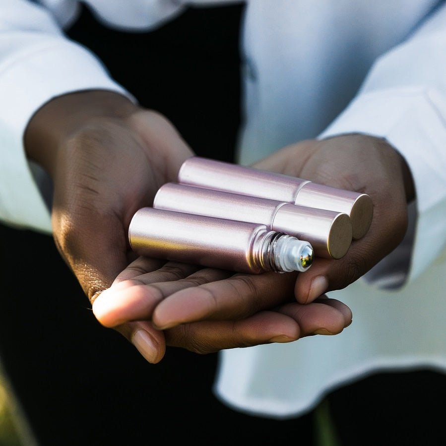 10ml Rose Gold Glass Roller Bottles - Pack of 3 - essentoils.co.za
