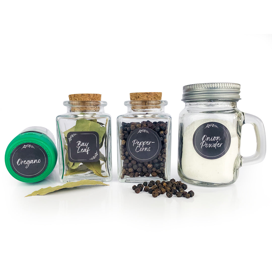 Herb & Spice Jar Labels - Kitchen - Set of 100 Adhesive Vinyl Labels - essentoils.co.za