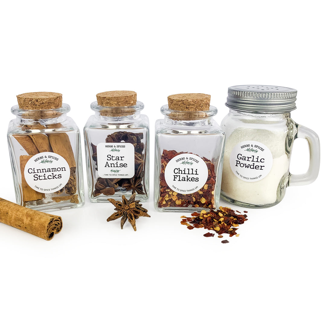 Herb & Spice Jar Labels - Kitchen - Set of 100 Adhesive Vinyl Labels - essentoils.co.za