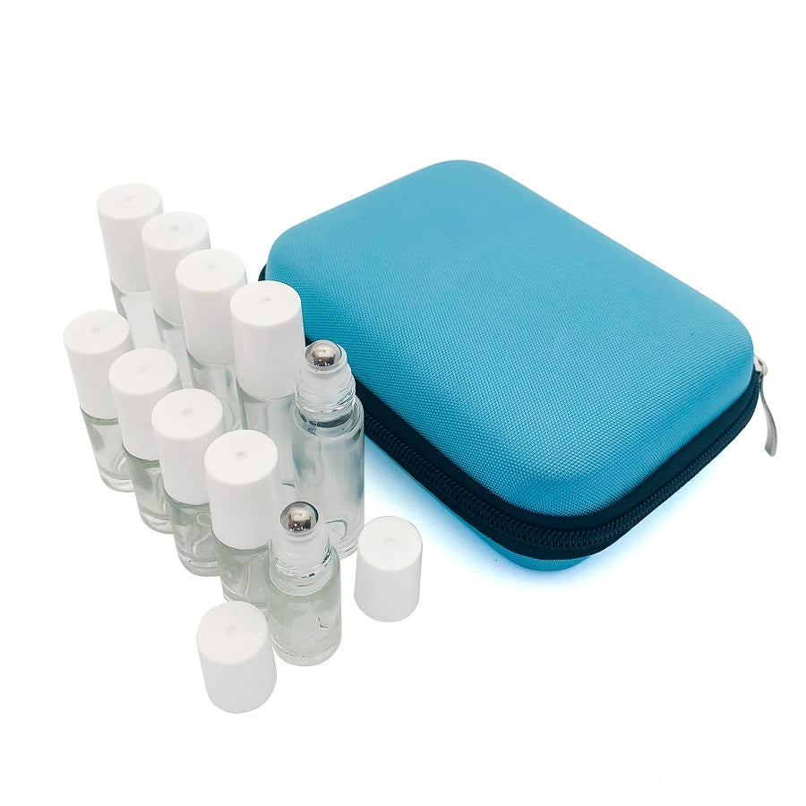 10 Bottle Carry Case with 10 Roller Bottles - Blue - essentoils.co.za