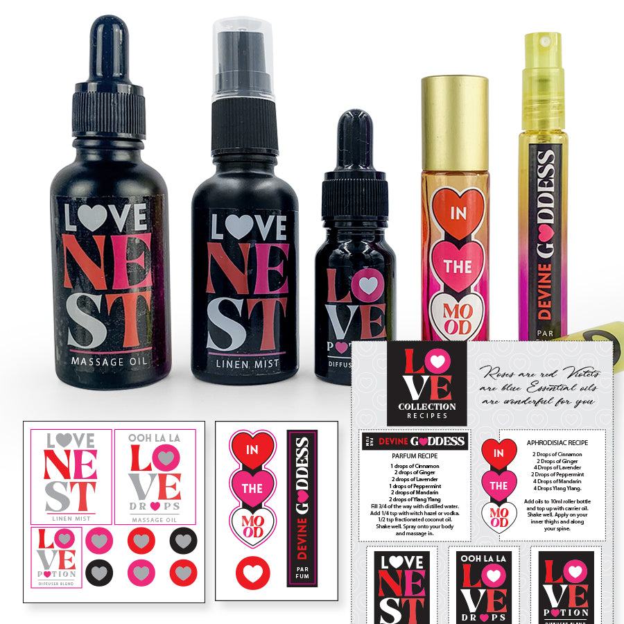 Love Potions Stickers & Bottles - essentoils.co.za