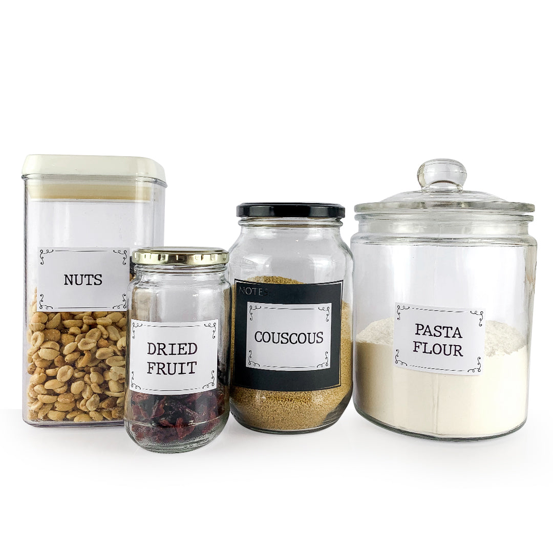 Pantry Labels - Kitchen - Set of 72 Adhesive Vinyl Labels - essentoils.co.za