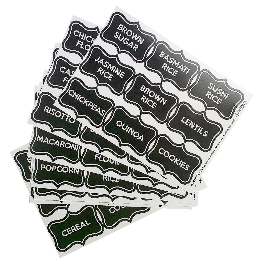 Pantry Labels - Kitchen - Set of 72 Adhesive Vinyl Labels - essentoils.co.za