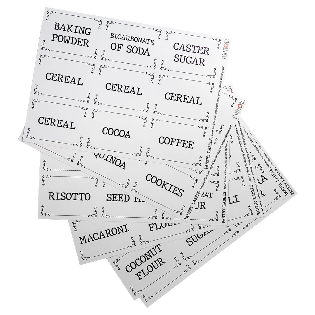 Pantry Labels - Kitchen - Set of 72 Adhesive Vinyl Labels - essentoils.co.za