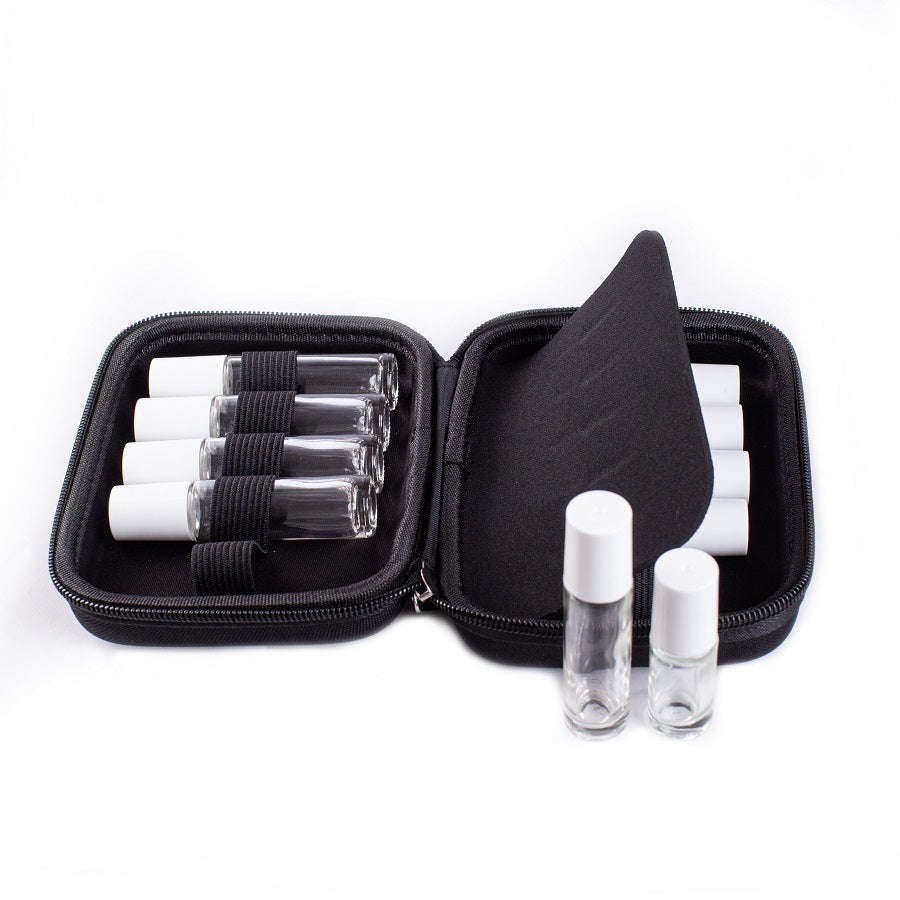 10 Bottle Carry Case with 10 Roller Bottles - Black - essentoils.co.za