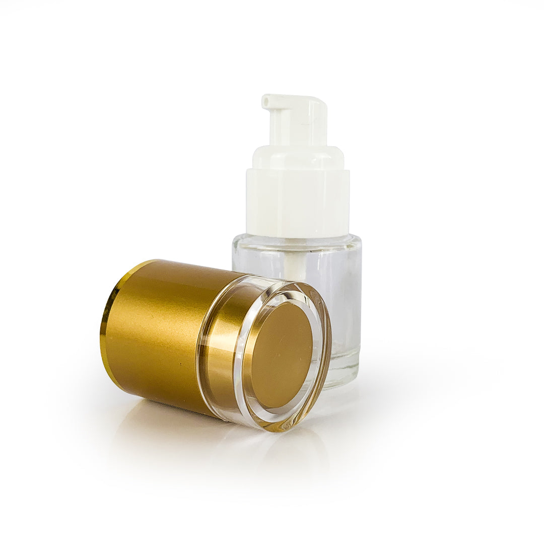 Clear Glass Serum Bottle with Gold Pump - 30ml & 60ml - essentoils.co.za