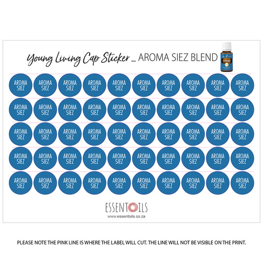 Young Living Cap Stickers - Blends - Sheets of 50 - Aroma Siez - essentoils.co.za