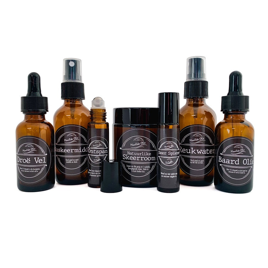 Men's Blends Roller Bottle Stickers - Value Pack with Stickers & Bottles AFRIKAANS - essentoils.co.za