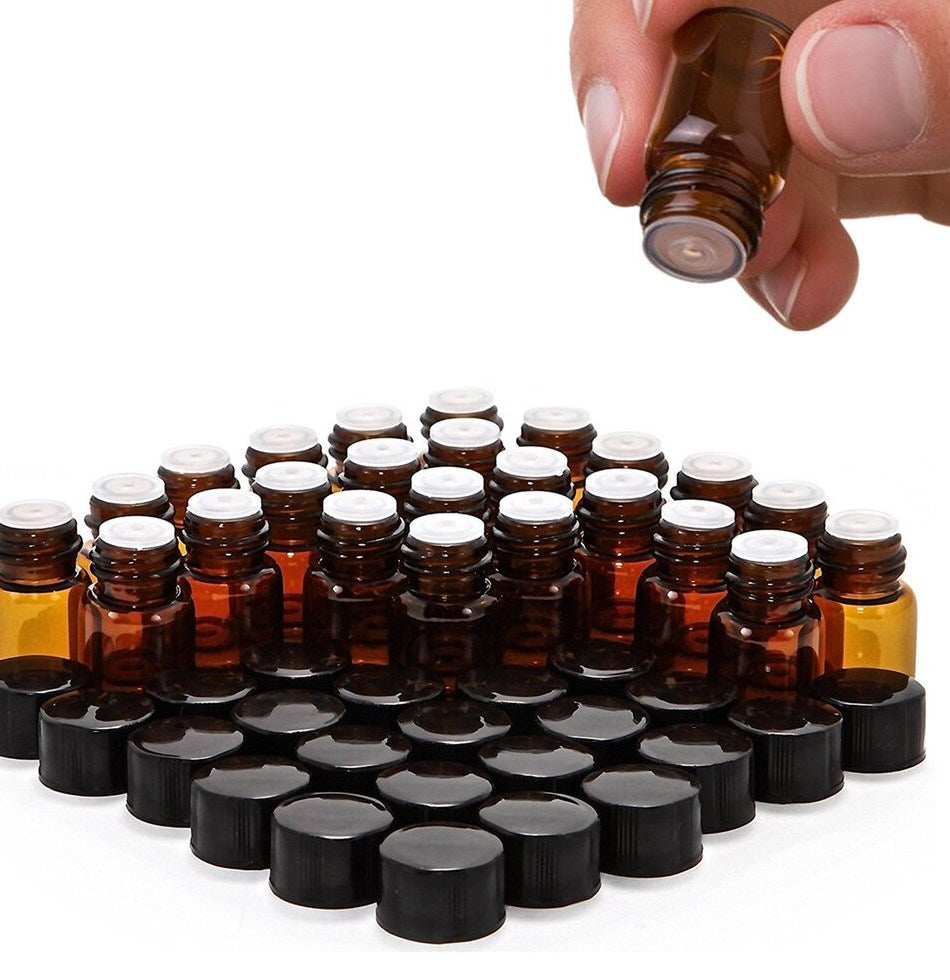 BULK Pack of 100 Amber Glass 1ml Sample Bottles - essentoils.co.za