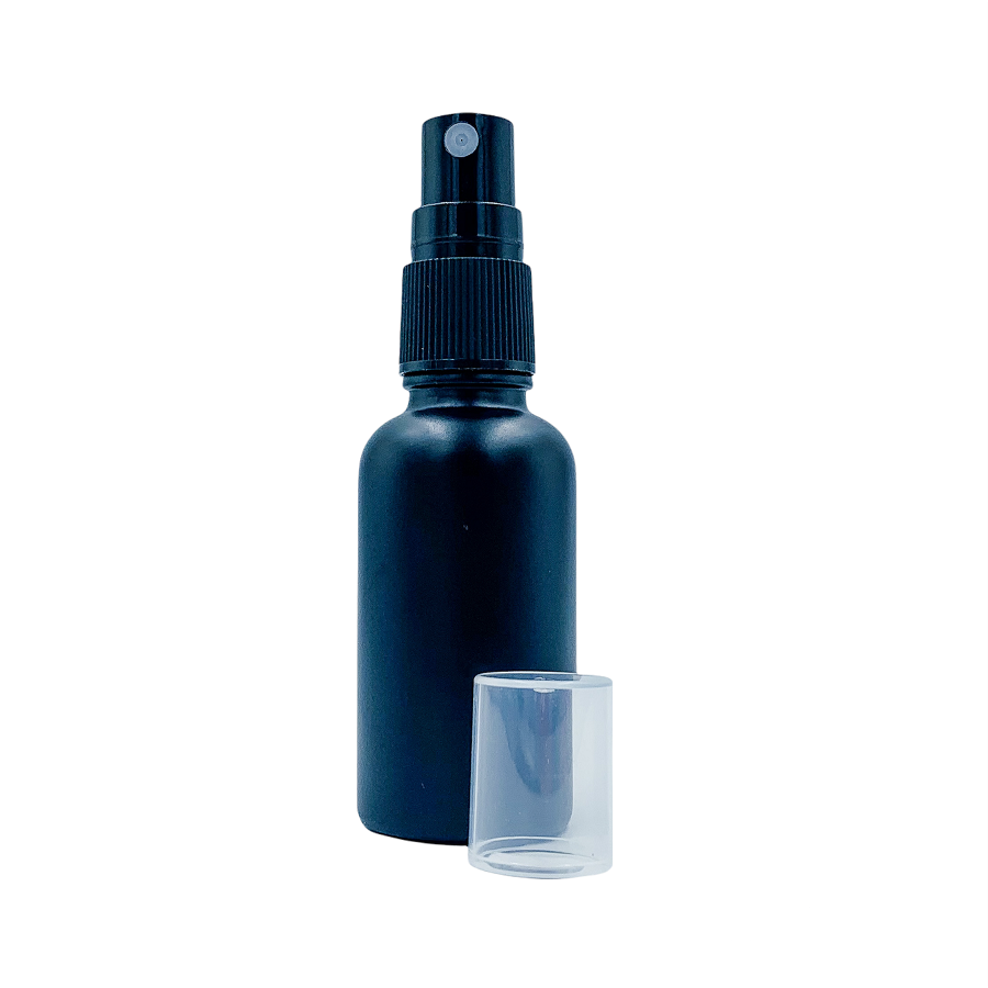 Matt Black 30ml Glass Bottle with Spray Top - essentoils.co.za