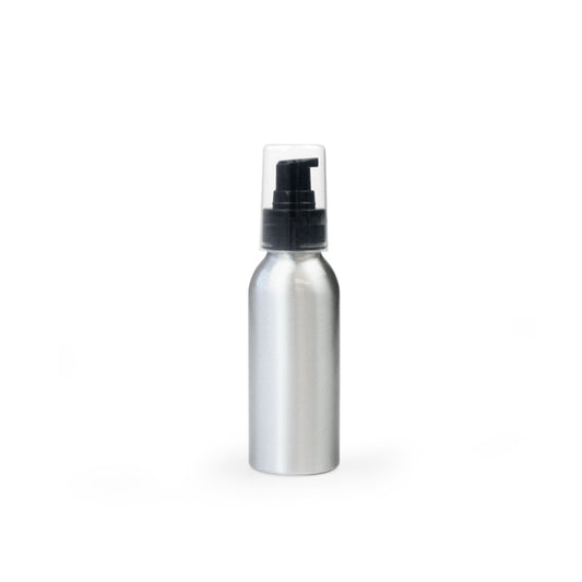 100ml Silver Aluminium Bottle with Black Serum Pump (24/410) - essentoils.co.za