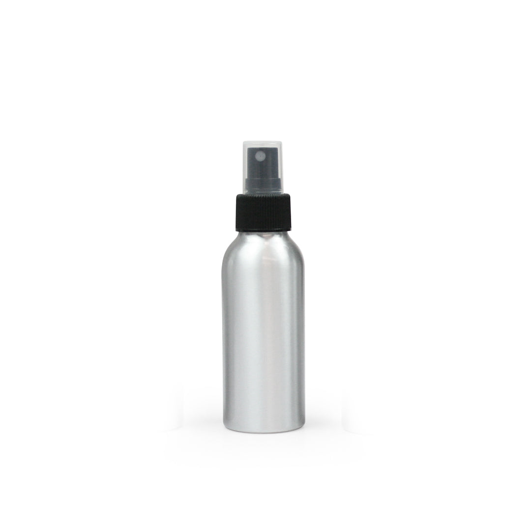 100ml Silver Aluminium Bottle with Black Mist Spray (24/410) - essentoils.co.za