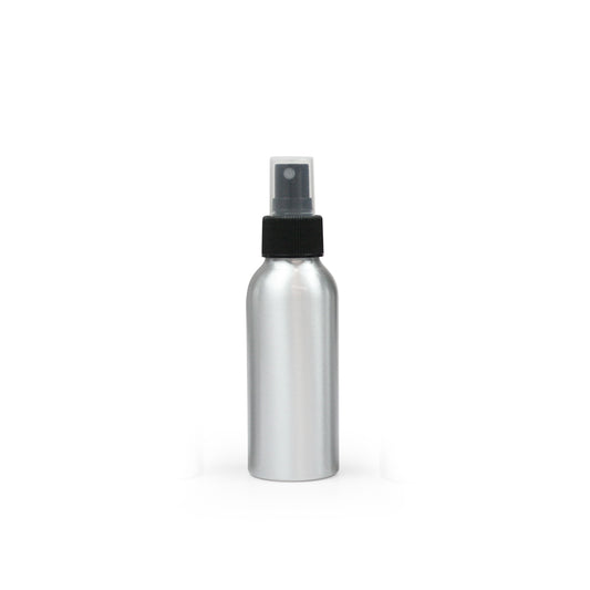 100ml Silver Aluminium Bottle with Black Mist Spray (24/410) - essentoils.co.za