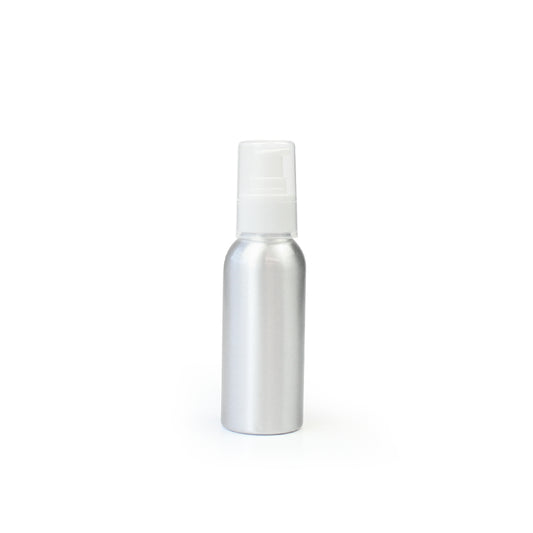 100ml Silver Aluminium Bottle with White Serum Pump (24/410) - essentoils.co.za
