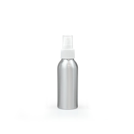 100ml Silver Aluminium Bottle with White Mist Spray (24/410) - essentoils.co.za