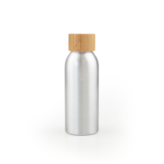 100ml Silver Aluminium Bottle with Bamboo Cap (24/410) - essentoils.co.za
