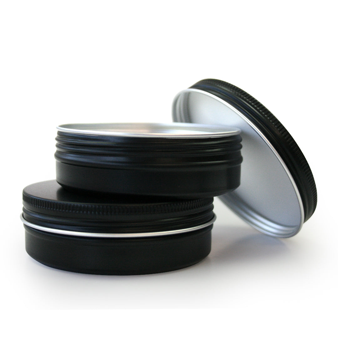 Black Aluminium Tins - 100ml - essentoils.co.za