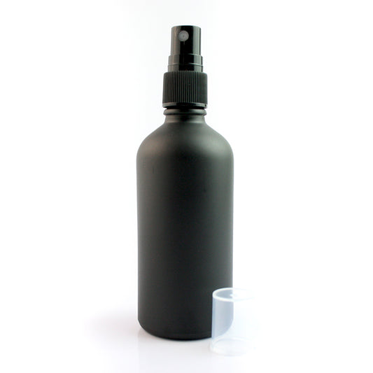 100ml Matt Black Glass Bottle with Spray Top