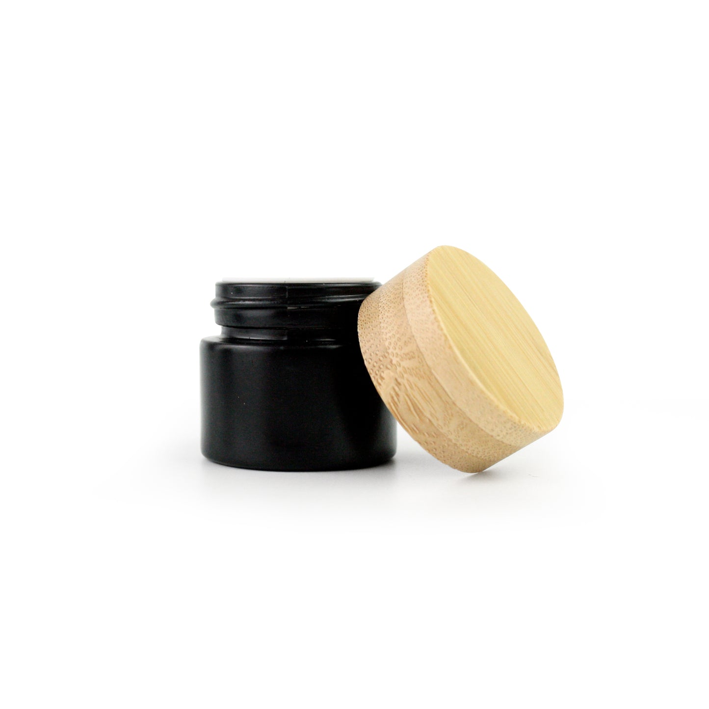 Matt Black Glass Jar with Bamboo Lid - 10ml & 50ml