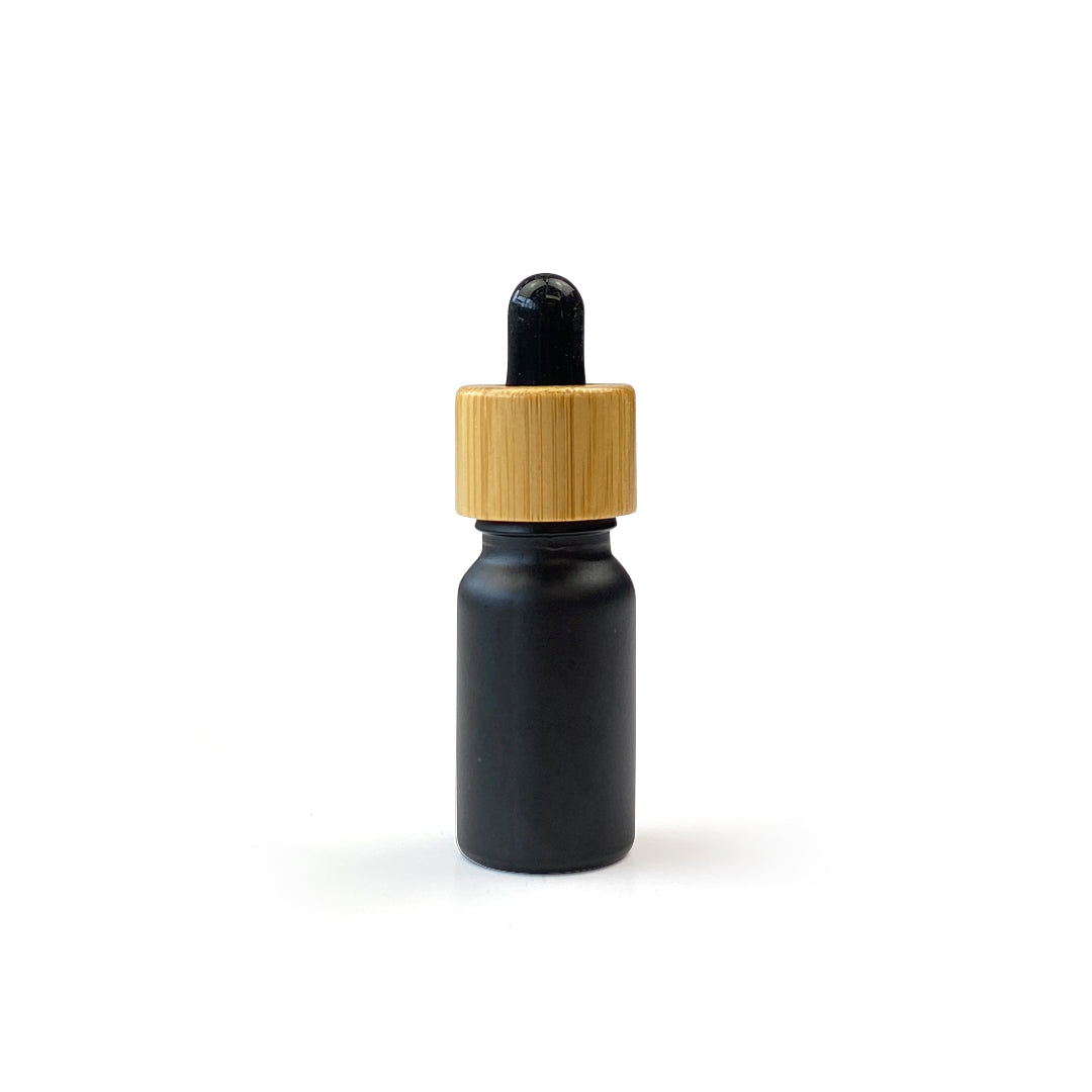 Matt Black Glass Bottle with Bamboo Dropper - 10ml, 20ml & 30ml - 10ml - essentoils.co.za