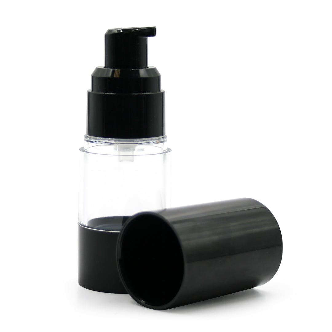 Airless Pump Clear Bottle - Black Cap