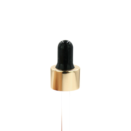 Pipette Dropper Top for Aromatherapy Bottle - 18mm - Light Gold & Black