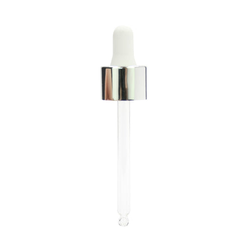 Pipette Dropper Top for Aromatherapy Bottle - 20mm - Silver & White