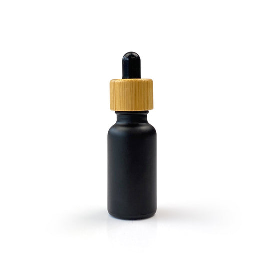 Matt Black Glass Bottle with Bamboo Dropper - 10ml, 20ml & 30ml - 20ml - essentoils.co.za