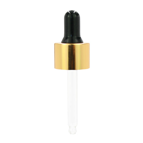 Pipette Dropper Top for Aromatherapy Bottle - 20mm - Gold & Black